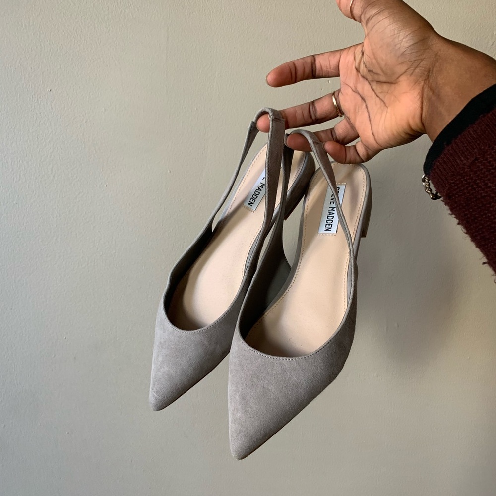 Grey Suede Steve Madden Slingback Sandals